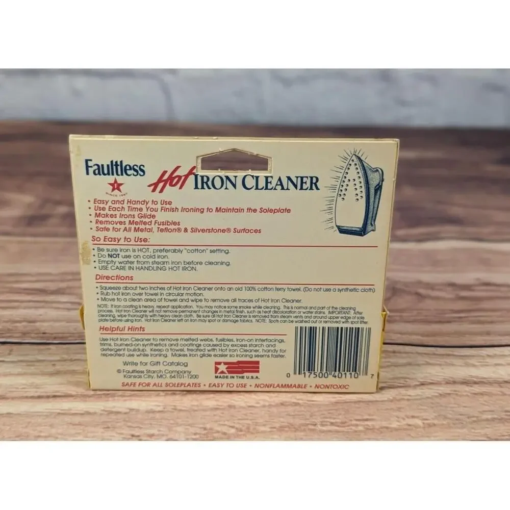 Faultless Starch Hot Iron Cleaner 1oz 28 Grams Removes Draggy Coating Made in US